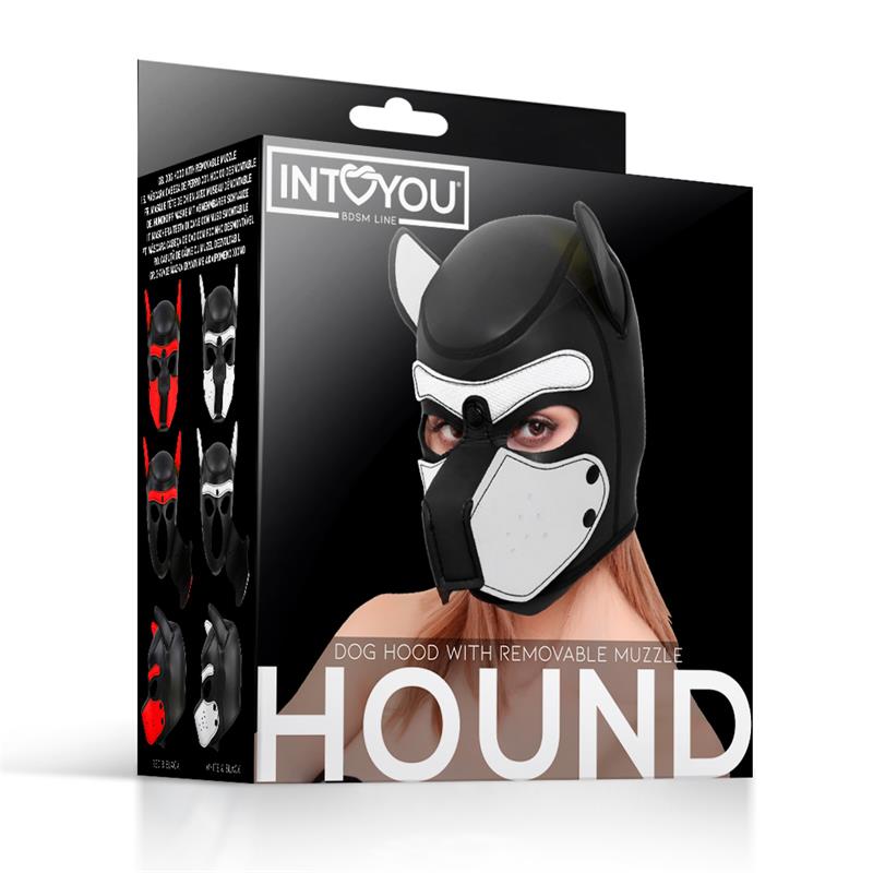 Hound Neoprene Dog Hood with Removable Muzzle White/Black One Size - UABDSM