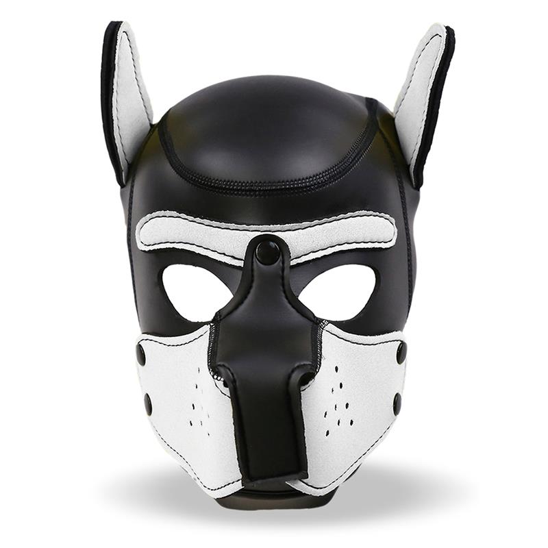 Hound Neoprene Dog Hood with Removable Muzzle White/Black One Size - UABDSM