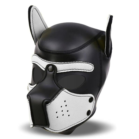 Hound Neoprene Dog Hood with Removable Muzzle White/Black One Size - UABDSM