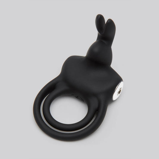 Happy Rabbit Couples Stimulating USB Rechargeable Rabbit Love Ring Black - UABDSM