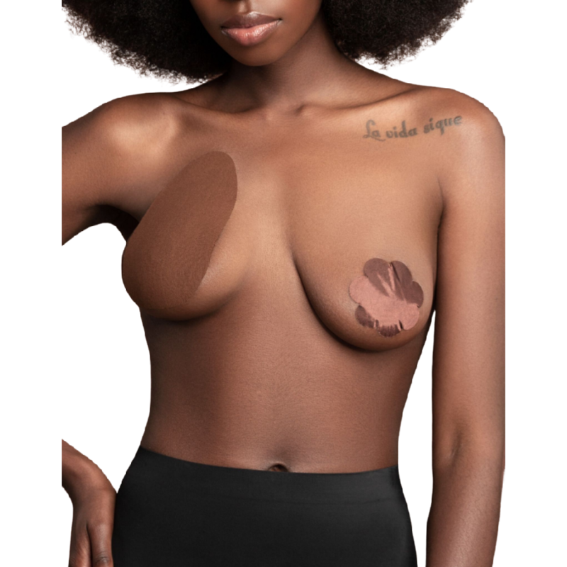Bye Bra Breast Lift Pads + 3 Pairs Of Satin Nipple Covers - Dark Brown  Size A-c - UABDSM