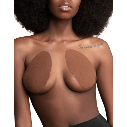 Bye Bra Breast Lift Pads + 3 Pairs Of Satin Nipple Covers - Dark Brown Size F-h - UABDSM