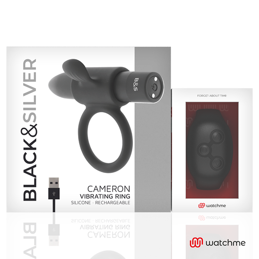 Black & Silver Cameron Remote Control Cockring Watchme - UABDSM