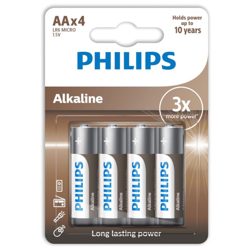 Philips Alkaline Batteries Aa Lr6 Pack 4 - UABDSM