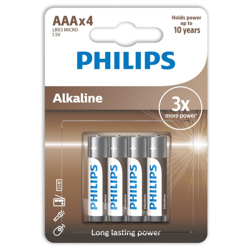 Philips Alkaline Battery Aaa Lr03 4 Pack - UABDSM