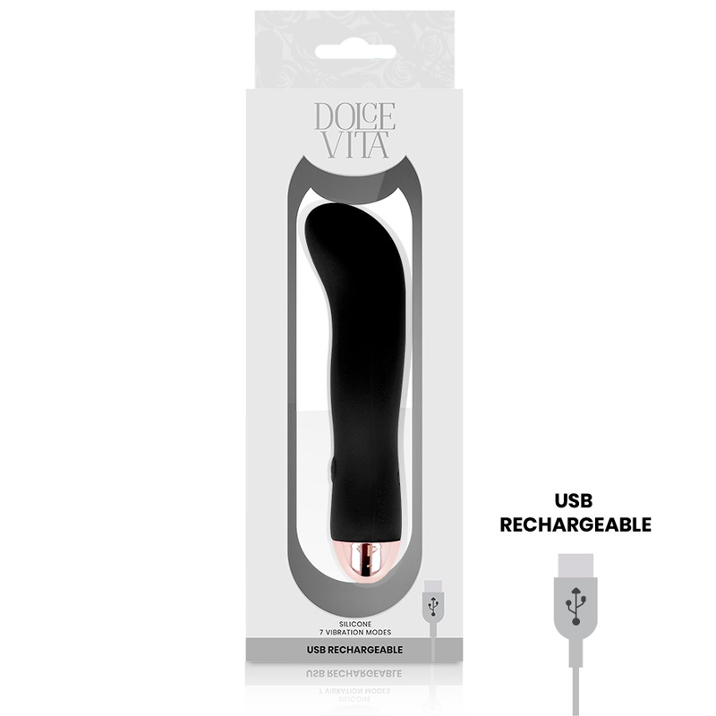 Dolce Vita Rechargeable Vibrator Two Black 7 Speed - UABDSM