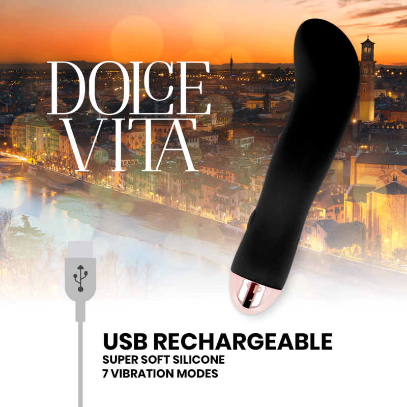 Dolce Vita Rechargeable Vibrator Two Black 7 Speed - UABDSM