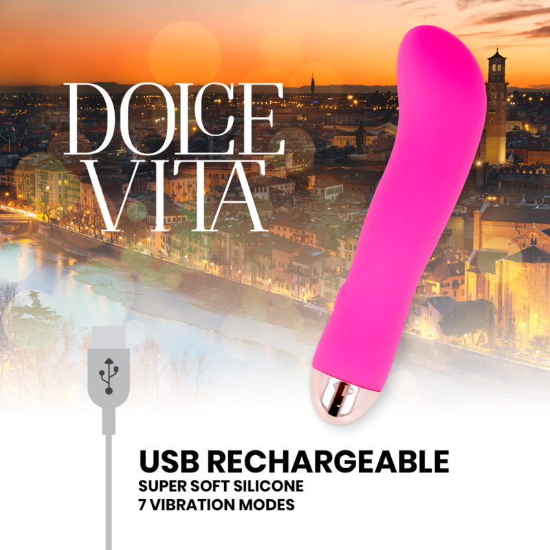 Dolce Vita Rechargeable Vibrator Two Pink 7 Speeds - UABDSM