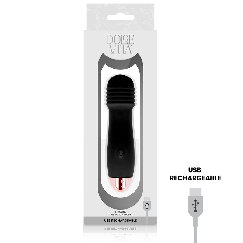 Dolce Vita Rechargeable Vibrator Three Black 7 Speed - UABDSM