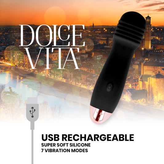 Dolce Vita Rechargeable Vibrator Three Black 7 Speed - UABDSM