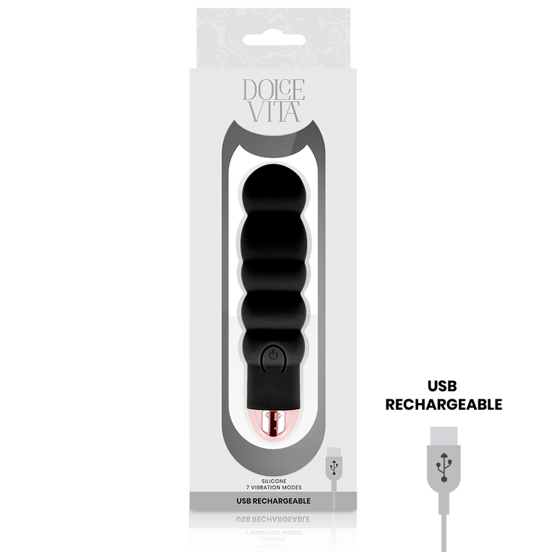 Dolce Vita Rechargeable Vibrator Six Black 7 Speeds - UABDSM