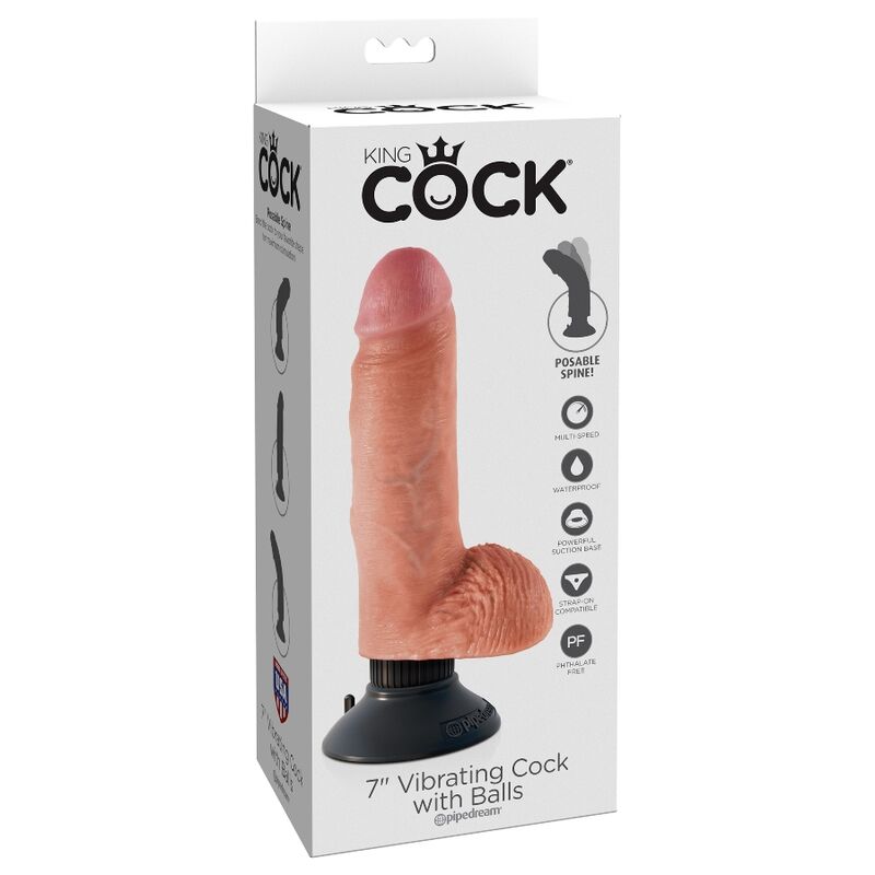 King Cock 17.78 Cm Vibrating Cock With Balls Flesh - UABDSM