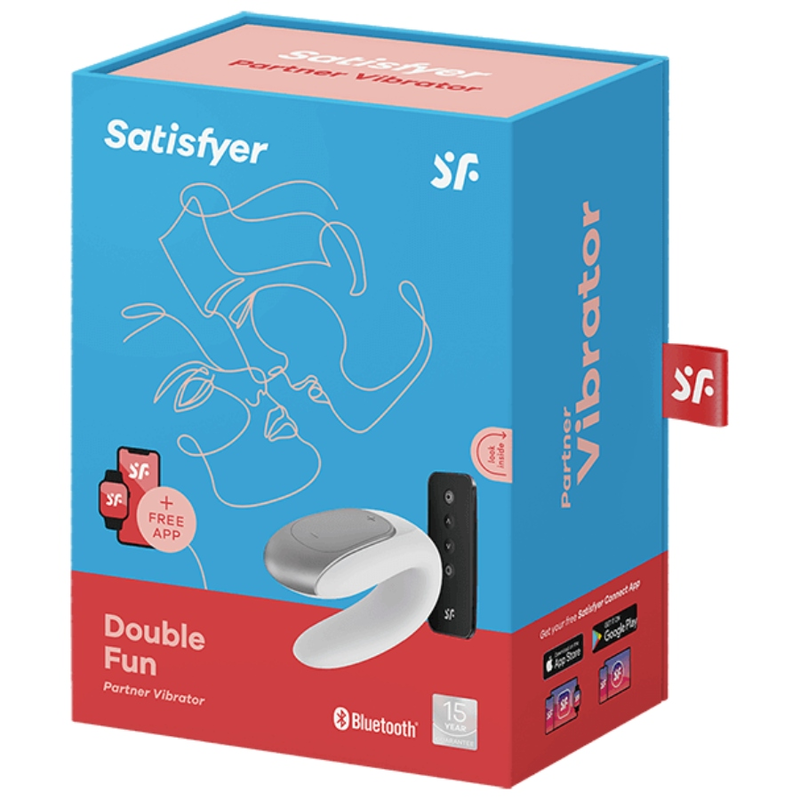 Satisfyer Double Fun Partner Vibrator - White - UABDSM