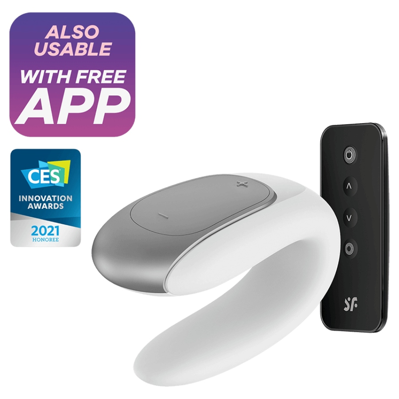 Satisfyer Double Fun Partner Vibrator - White - UABDSM