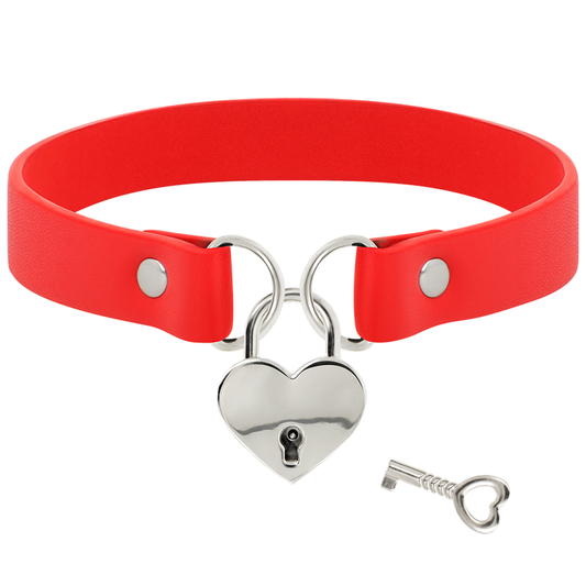 Coquette Chic Desire Hand Crafted Choker Keys Heart - Red - UABDSM