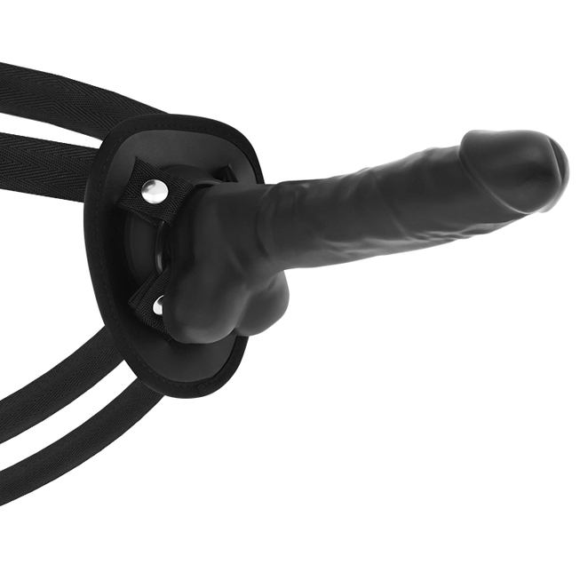 Cock Miller Harness + Silicone Density Articulable Cocksil - Black 18 Cm - UABDSM