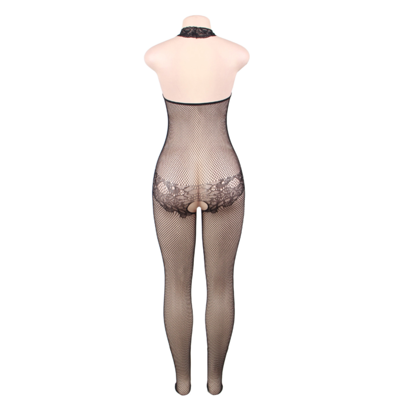 Queen Lingerie Lace And Fishnet Turtleneck Bodystocking S-l - UABDSM