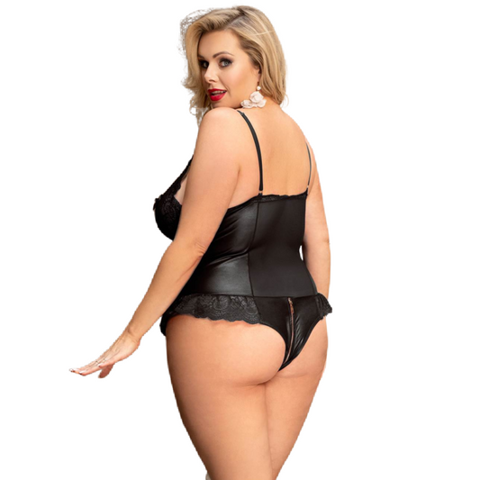 Queen Lingerie Leather Stitching Tedddy Plus Size - UABDSM
