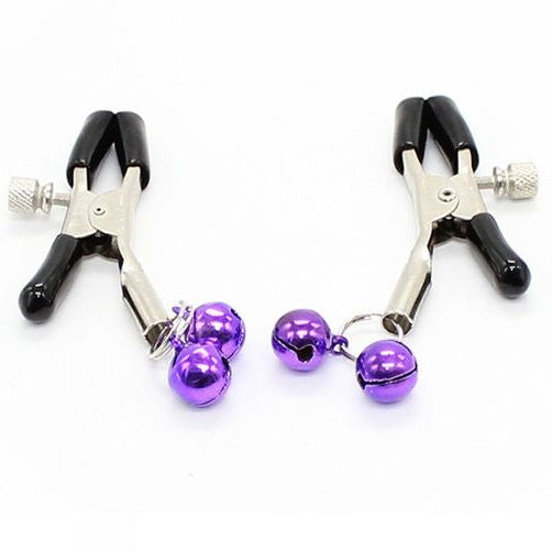 Ohmama Fetish Double Bells Nipple Clamps - Purple - UABDSM
