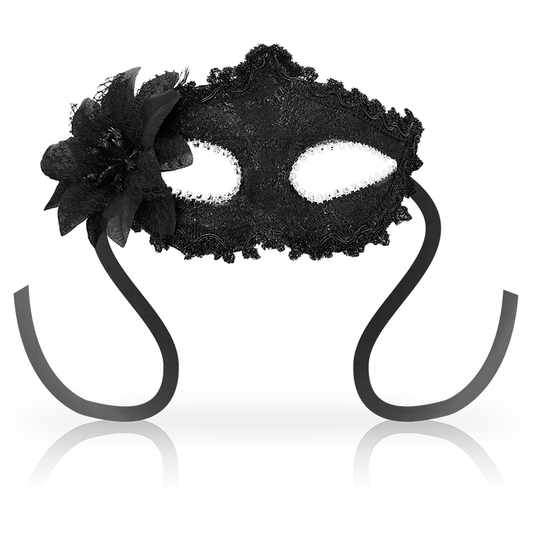 Ohmama Masks Venetian Eyemask Side Flower - Black - UABDSM