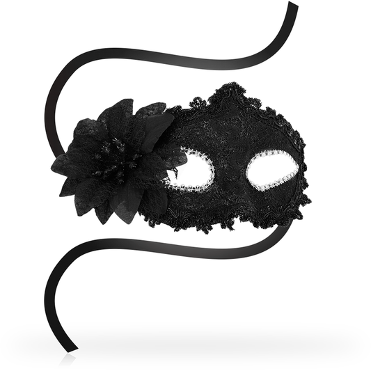 Ohmama Masks Venetian Eyemask Side Flower - Black - UABDSM