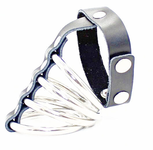 Ohmama Fetish Snap Fastener Leather Strap Metal Cock Ring - UABDSM