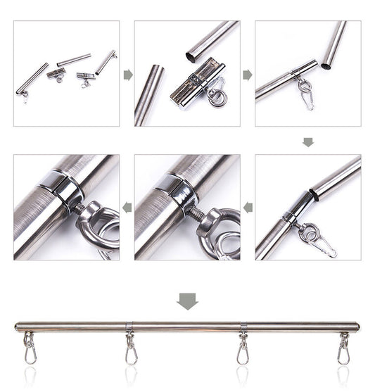 Ohmama Fetish Detachable Spreader Metal Bar 4 Hooks - UABDSM
