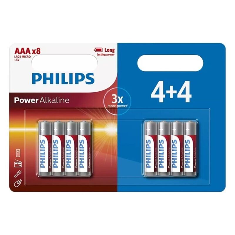 Philips Power Alkaline Battery Aaa Lr03 4+4 Unit - UABDSM