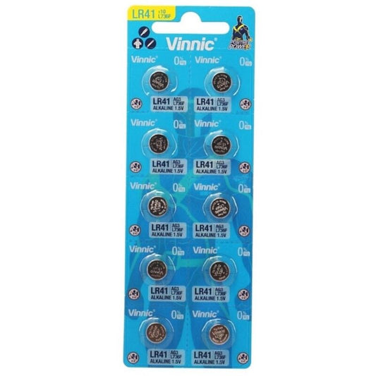 Vinnic Battery Alkaline Button Ag3 L736f Lr41 10 Unit - UABDSM