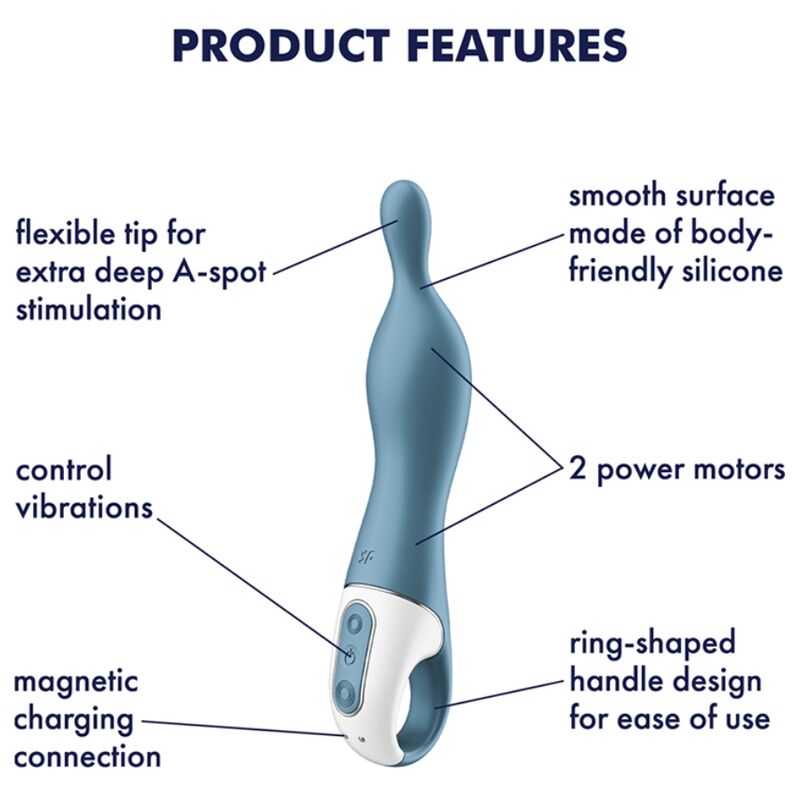 Satisfyer A-mazing 1 A-spot Vibrator - Blue - UABDSM