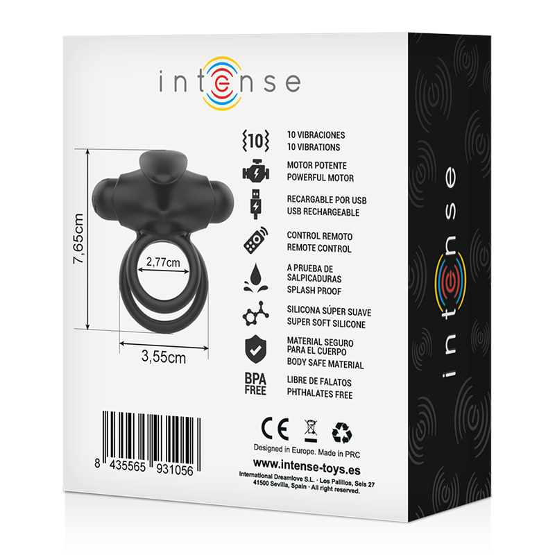 Intense Anillo Vibrador Recargable Control Remoto - 10 Patterns - UABDSM