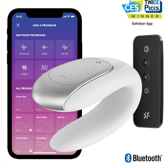 Satisfyer Double Fun Partner Vibrator - White - UABDSM