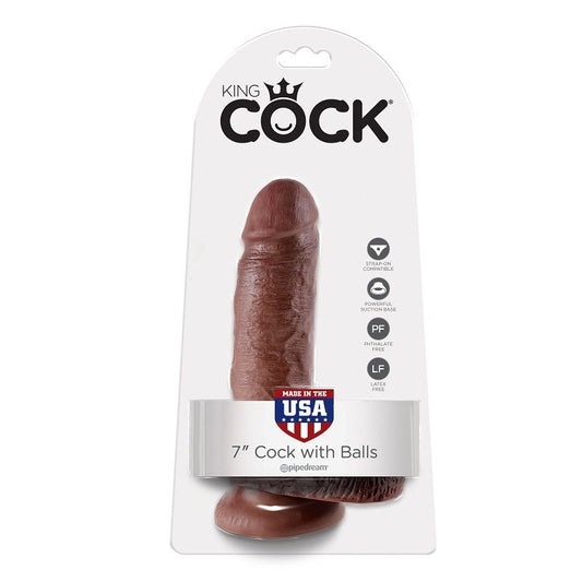 King Cock 7 Cock Brown With Balls 17.8 Cm - UABDSM