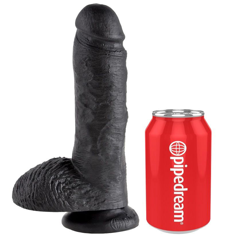 King Cock 8 Cock Black With Balls 20.3 Cm - UABDSM