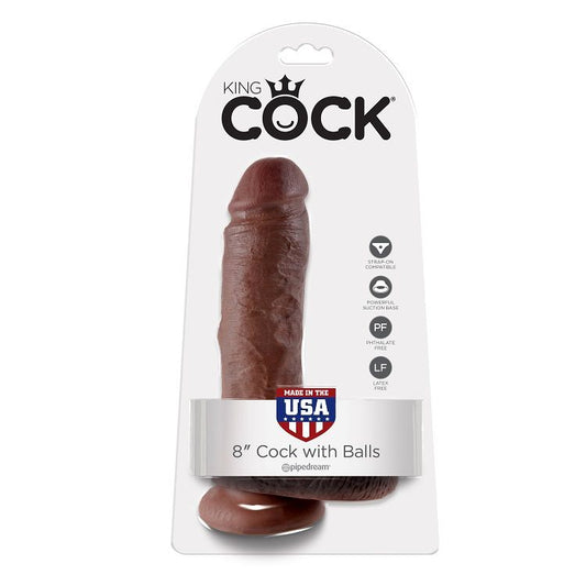 King Cock 8 Cock Brown With Balls 20.3 Cm - UABDSM