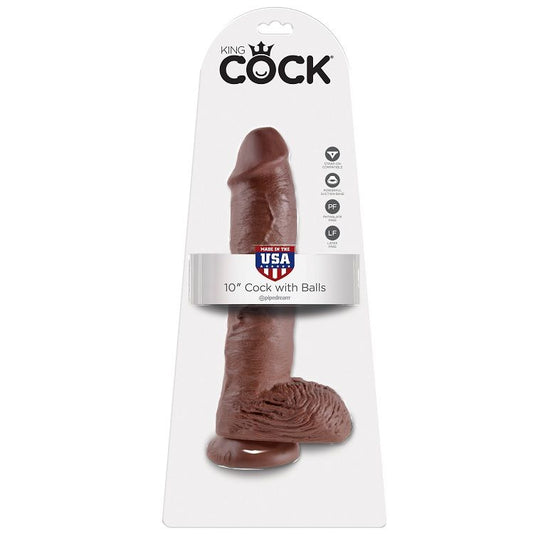 King Cock 10 Cock Brown With Balls 25.4 Cm - UABDSM