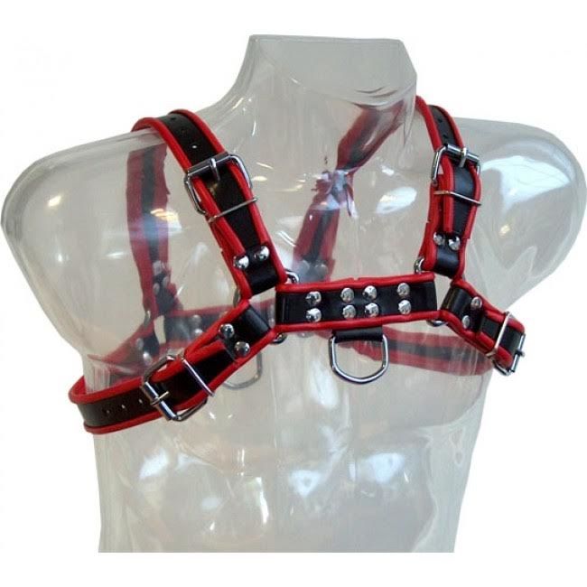 Leather Body Chain Harness Iii Black / Red - UABDSM
