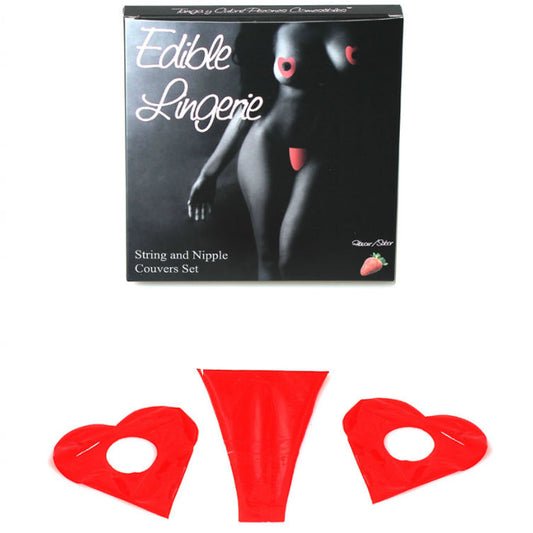 Secretplay Thong And Edible Nipples Cover Strawberry - UABDSM