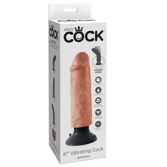 King Cock - 6- 15.24 Cm Vibrating Cock Flesh - UABDSM