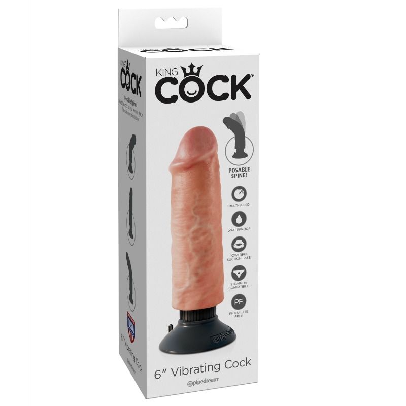 King Cock - 6- 15.24 Cm Vibrating Cock Flesh - UABDSM