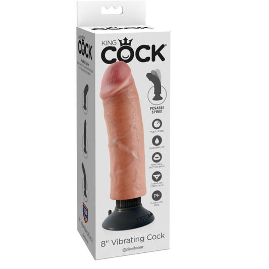 King Cock 20.32 Cm Vibrating Cock Flesh - UABDSM