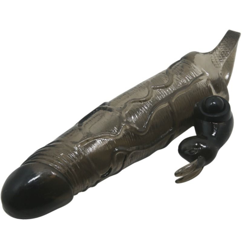 Brave Man Penis Cover With Rabbit  Black 16.5 Cm - UABDSM