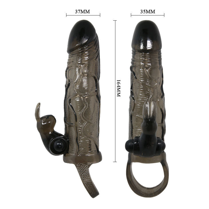 Brave Man Penis Cover With Rabbit  Black 16.5 Cm - UABDSM