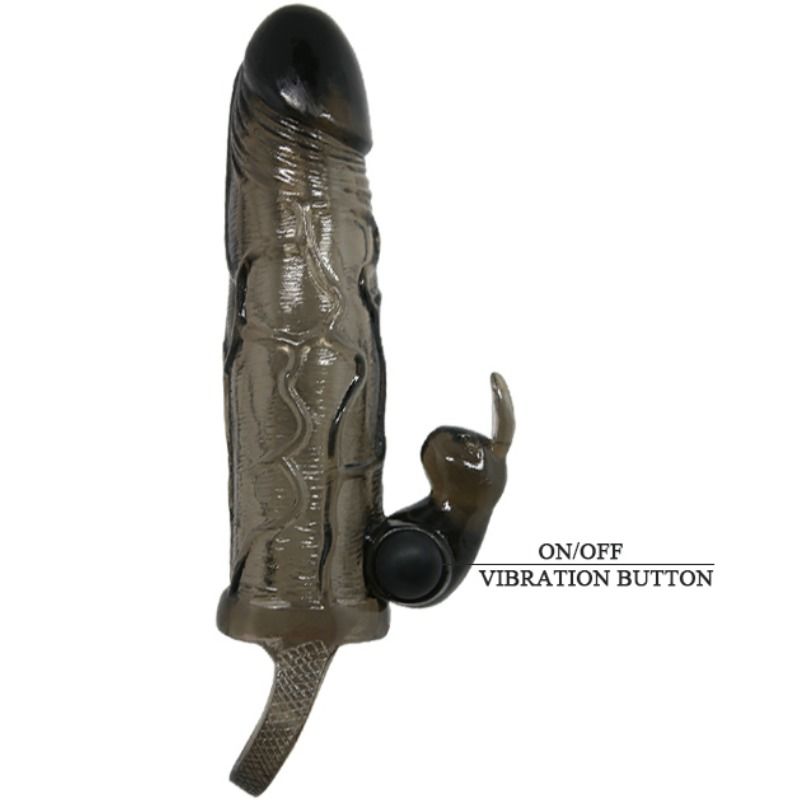Brave Man Penis Cover With Rabbit  Black 16.5 Cm - UABDSM