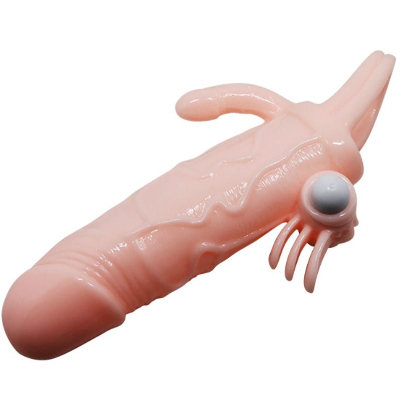 Brave Man Penis Cover With Clit And Anal Stimulation Flesh 16.5 Cm - UABDSM
