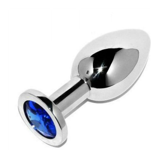 Metalhard Anal Plug Diamond Blue Small 5.71cm - UABDSM