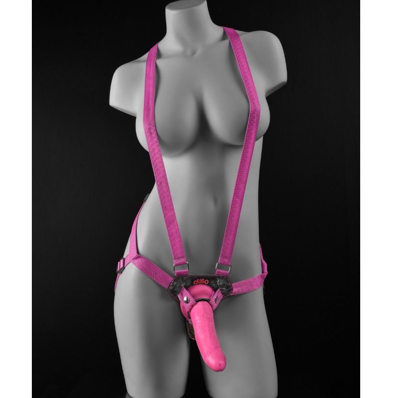 Dillio 7 Inch Strap-on  Suspender Harness Set Pink - UABDSM