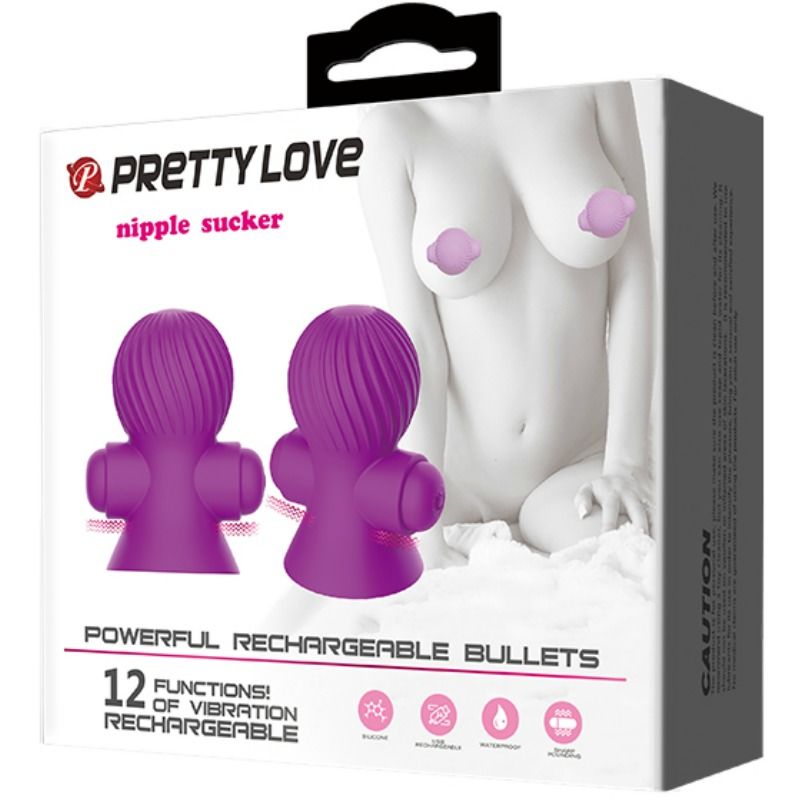 Pretty Love Stimulating Nipple Suckers 12 Modes Of Vibration Purple - UABDSM