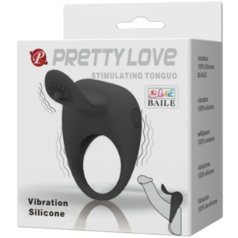 Pretty Love Vibrating Silicone Ring With Tongue - UABDSM