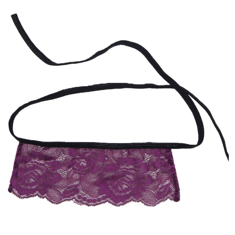 Subblime Corset Thong And Blindfold Black And Purple S/m - UABDSM